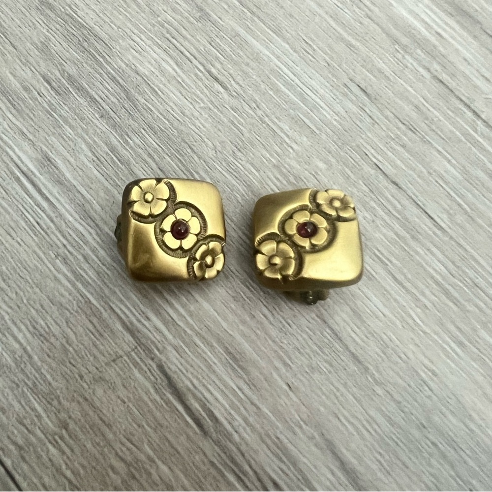 Vintage MFA Gold Floral Earrings